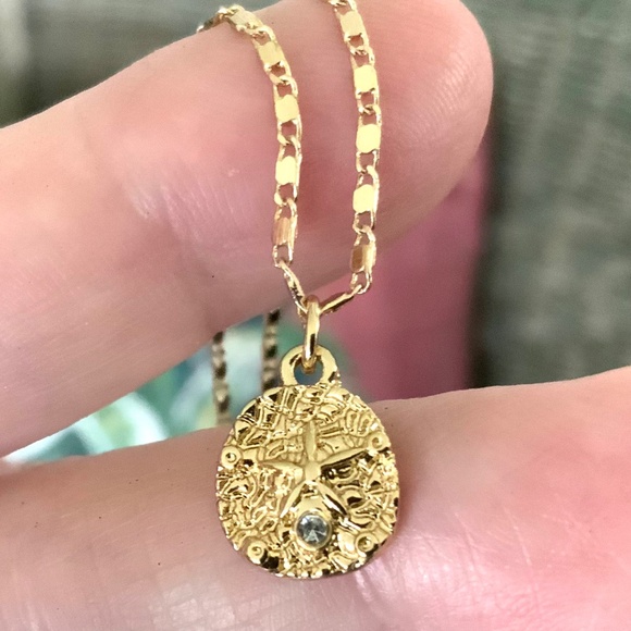 Lilly Pulitzer NECKLACE Gold Seascape Starfish Layered Chain CRYSTAL Charm NWT - Picture 5 of 14